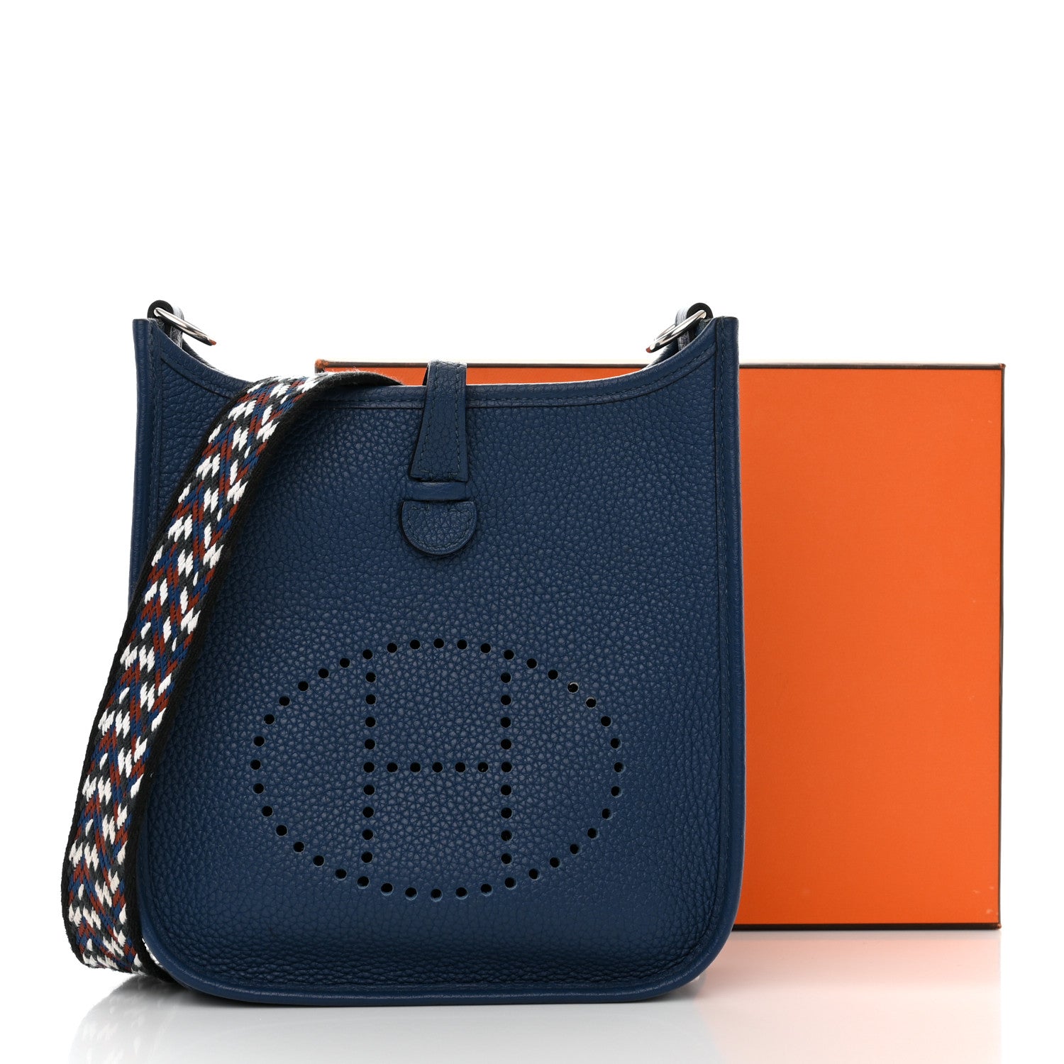 Hermes Taurillon Maurice Zigzag Evelyne TPM Deep Bleu Black White Deep Bleu 11 of 11