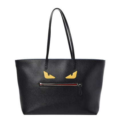 Fendi Vitello Elite Cuoio Monster Buggies Medium Roll Tote Black Multicolor Blue Cobalto 1 of 8