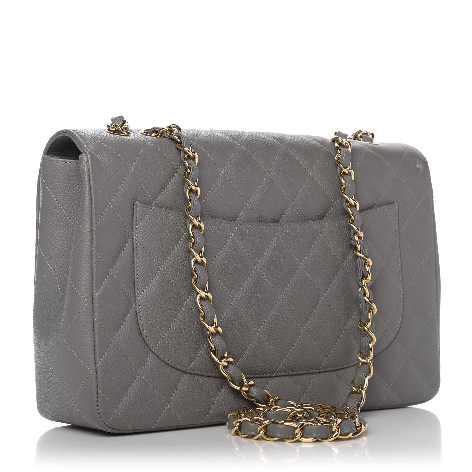 Chanel Caviar Quilted Jumbo Single Flap Grey 3 of 11