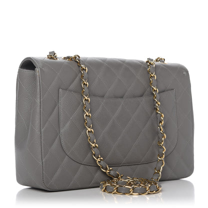 Chanel Caviar Quilted Jumbo Single Flap Grey 3 of 11
