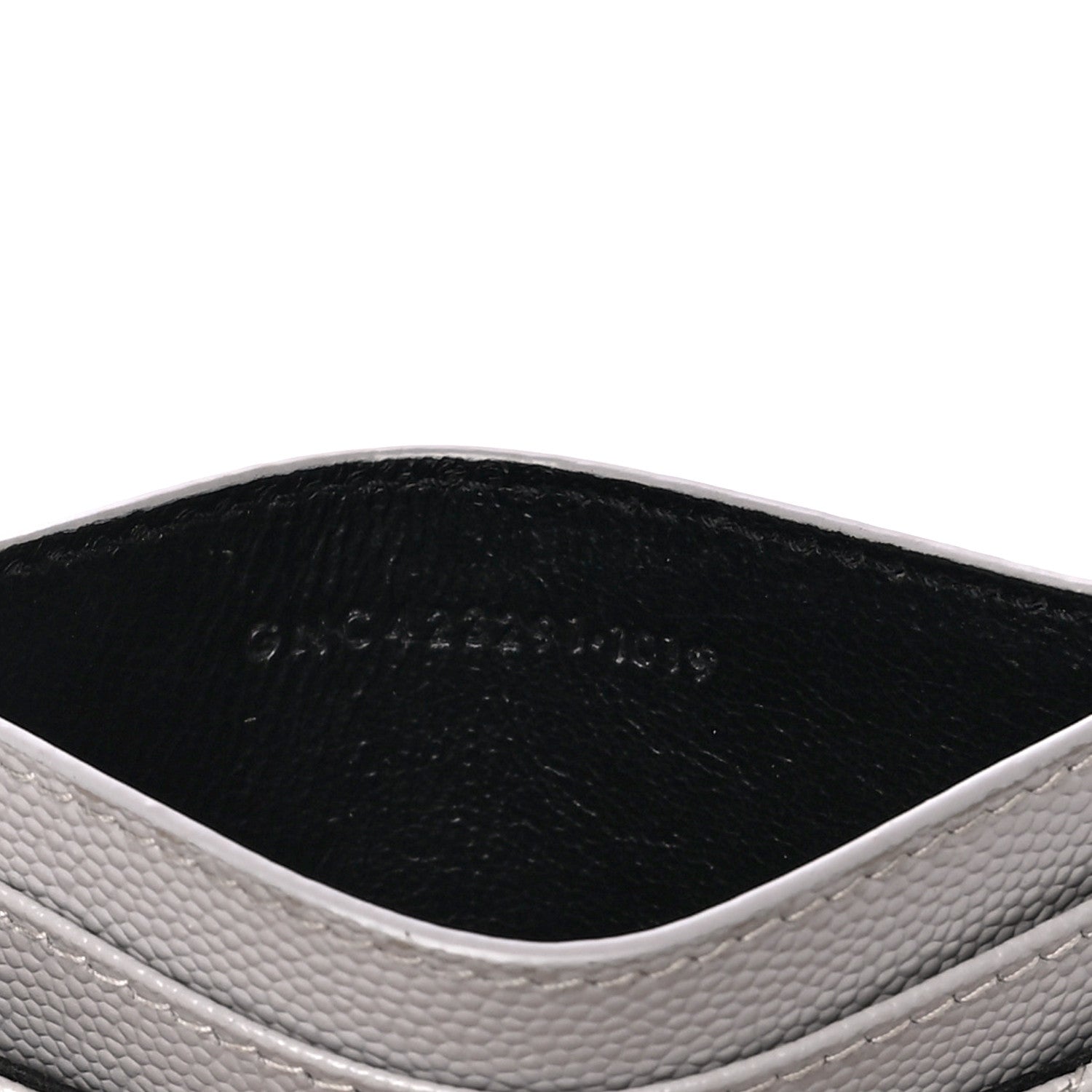 Saint Laurent Grain De Poudre Matelasse Chevron Monogram Credit Card Case Granite 7 of 7