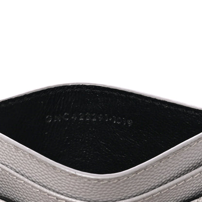 Saint Laurent Grain De Poudre Matelasse Chevron Monogram Credit Card Case Granite 7 of 7