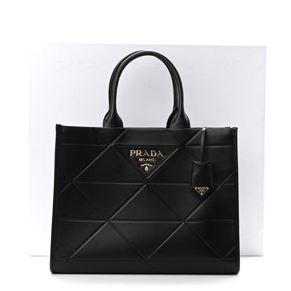 Prada Soft Calfskin Triangolo Symbole Embossed Medium Tote Black 10 of 10
