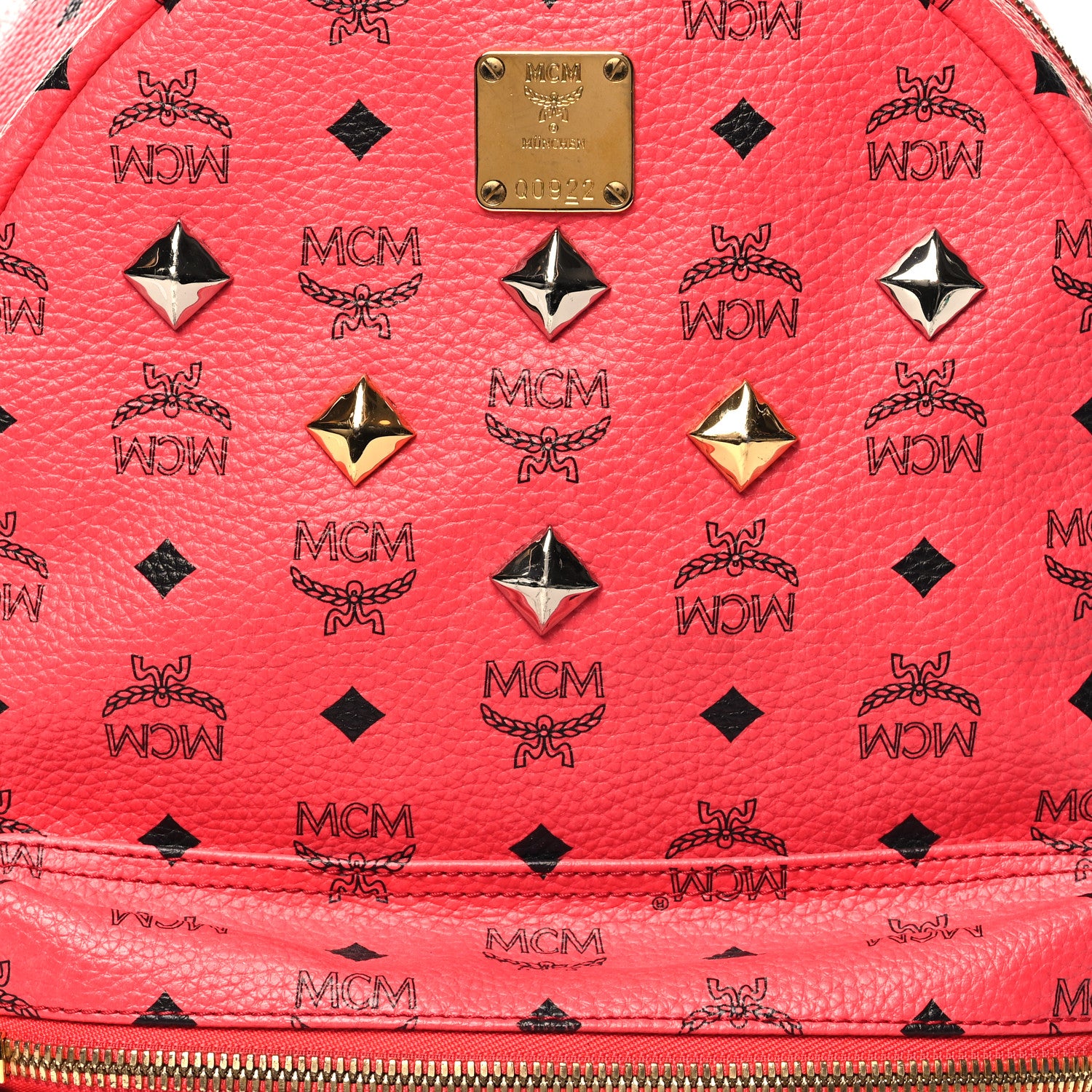 MCM Visetos Medium Sprinkle Stud Stark Backpack Red 7 of 11