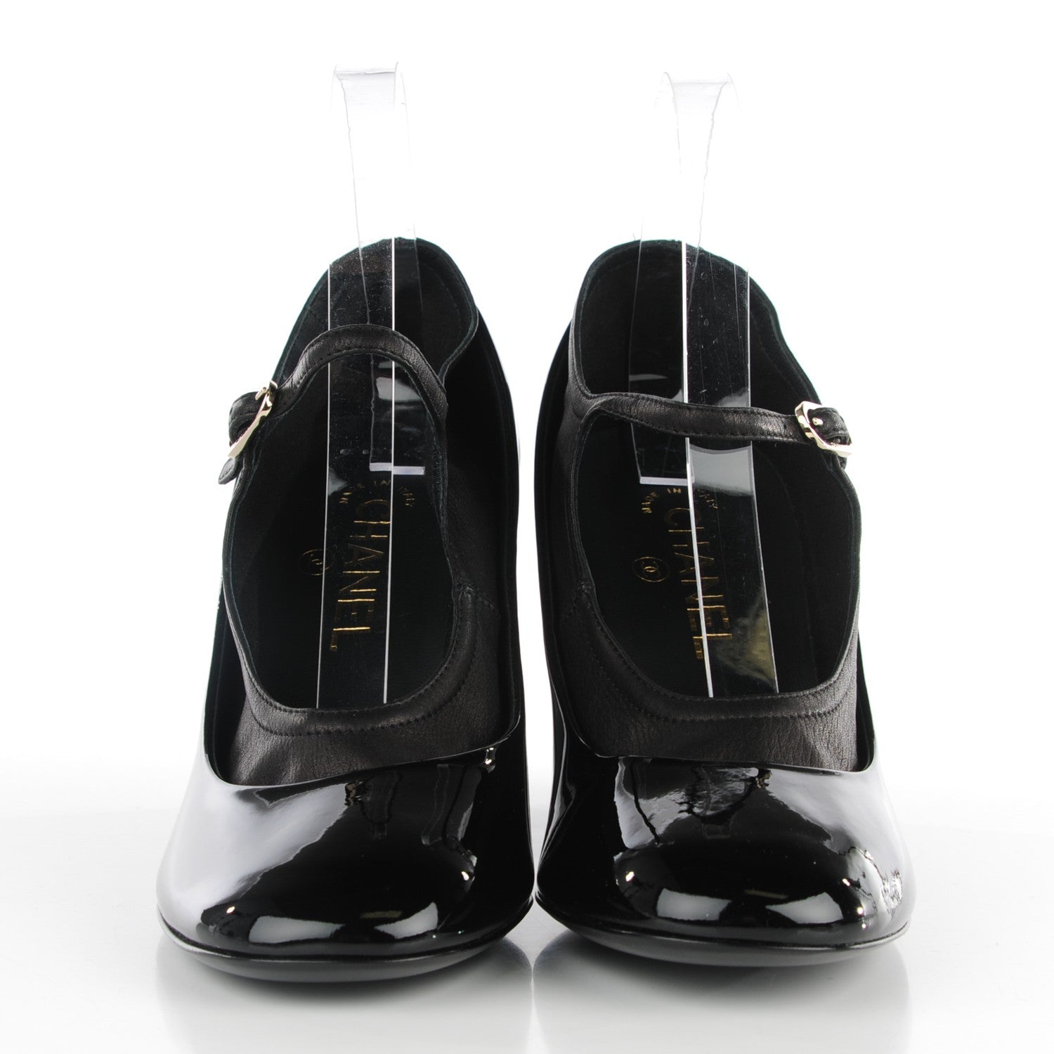 Chanel Patent CC Cap Toe Pumps 39.5 Black 3 of 8