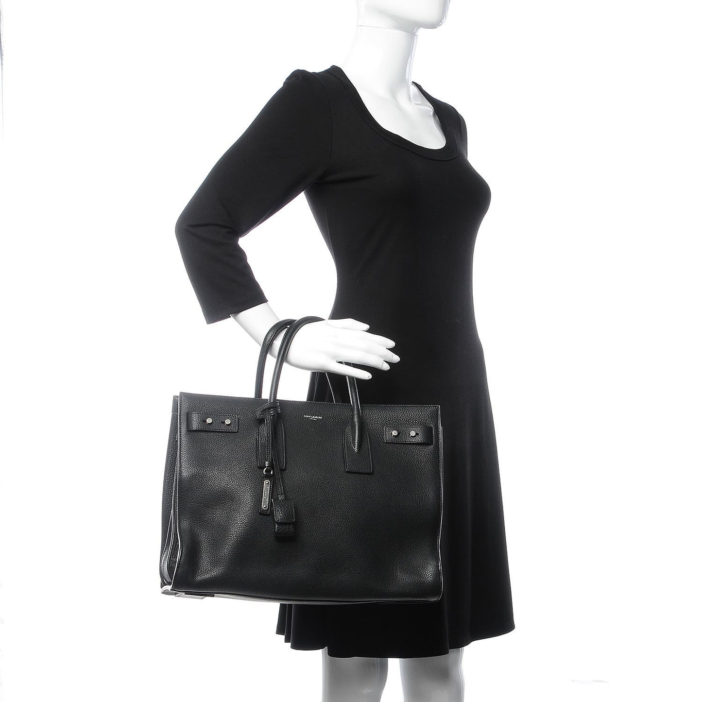 Grained Calfskin Medium Souple Sac De Jour Black