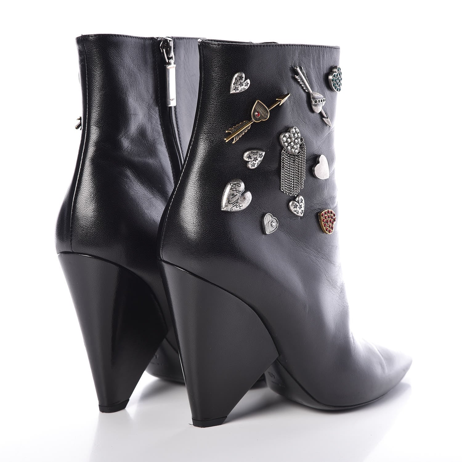 Saint Laurent Calfskin Niki Charm Boots 40 Black 4 of 9