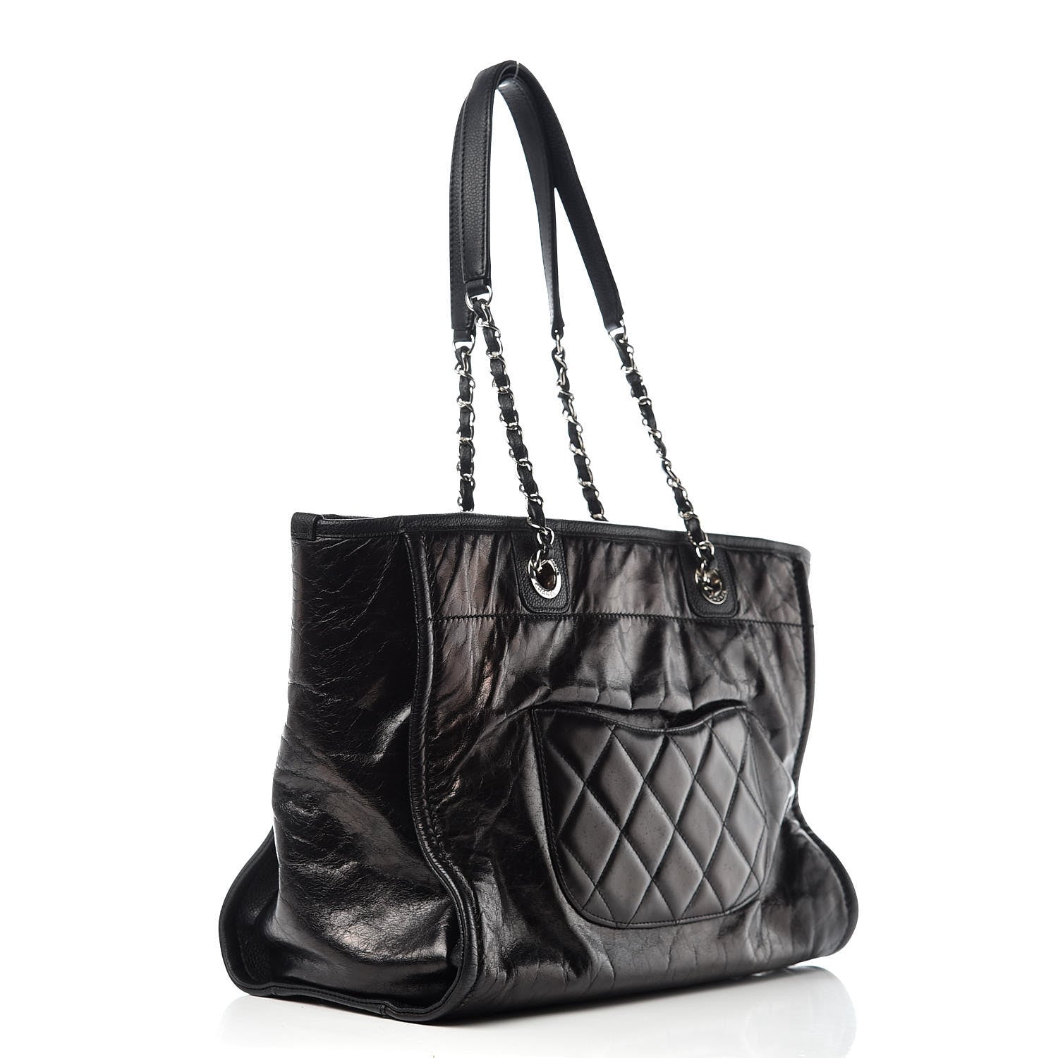 Chanel Glazed Calfskin Small Deauville Tote Black 3 of 10