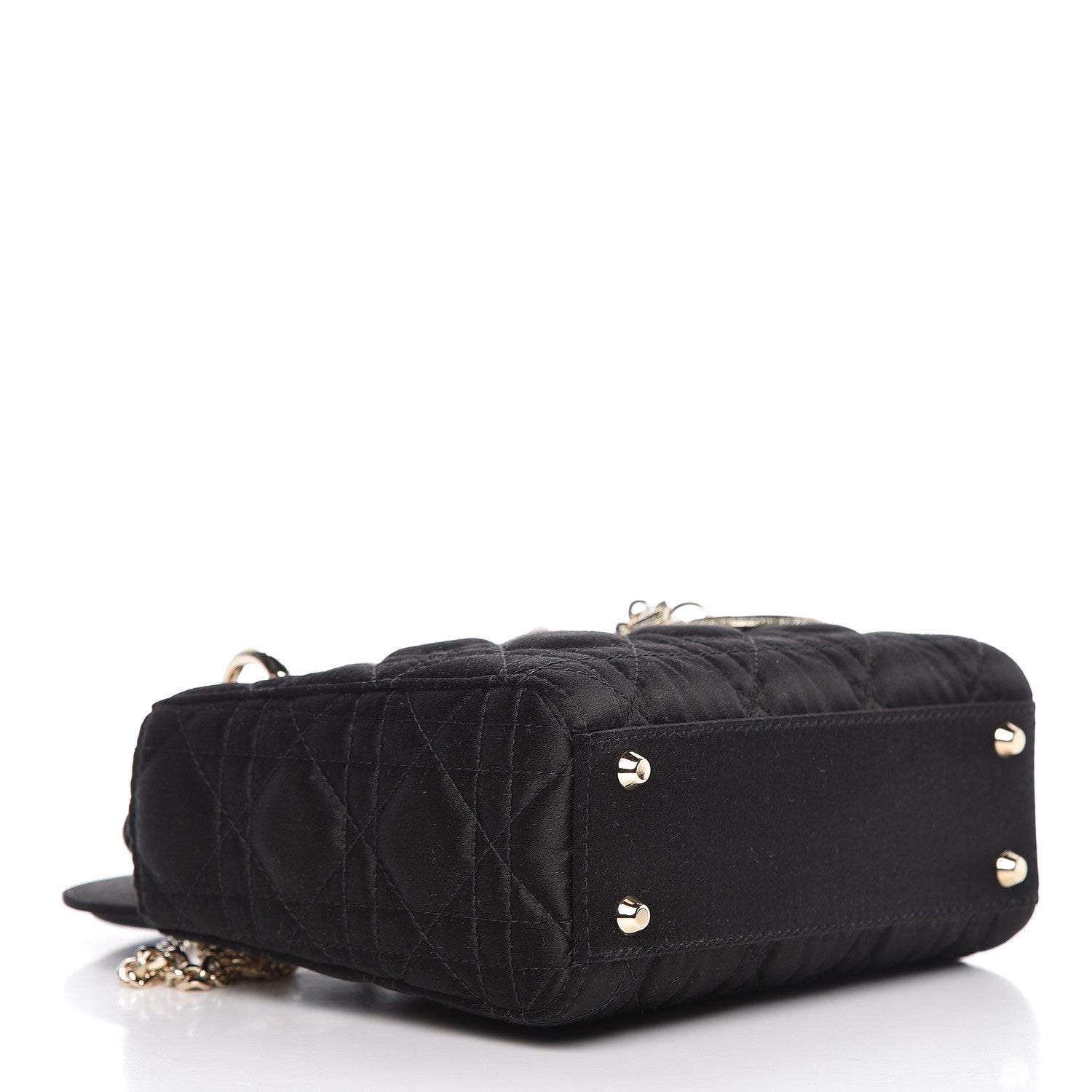 Christian Dior Satin Swarovski Crystal Cannage Mini Lady Dior Black 4 of 11