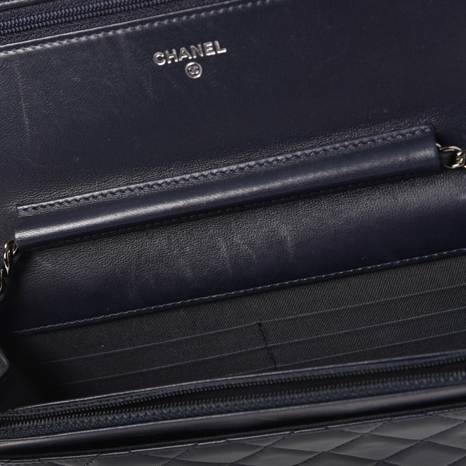 Chanel Lambskin Quilted Boy Wallet On Chain WOC Navy Blue 9 of 12