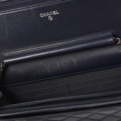 Chanel Lambskin Quilted Boy Wallet On Chain WOC Navy Blue 9 of 12