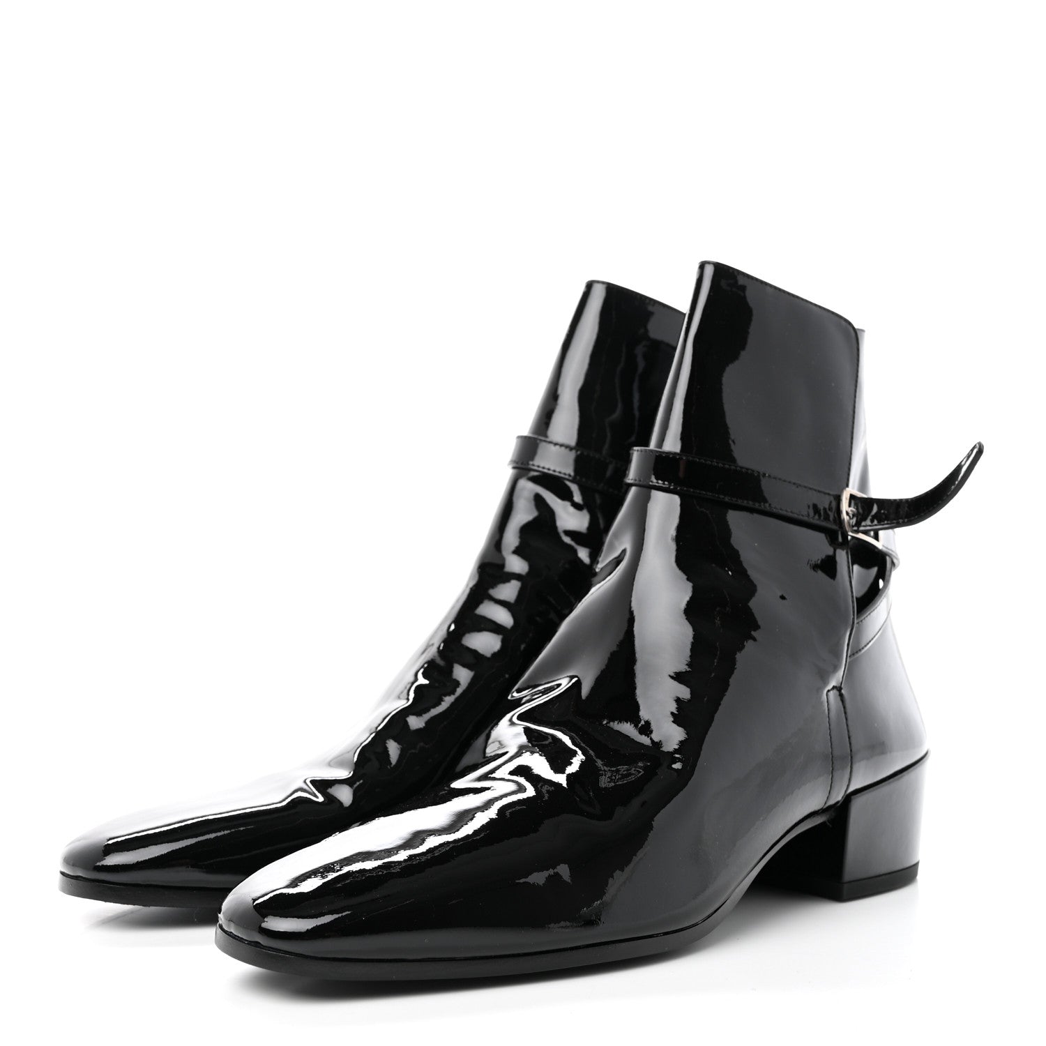 Saint Laurent Patent Clementi Ankle Zip Boot 39 Black 3 of 21