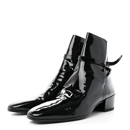Saint Laurent Patent Clementi Ankle Zip Boot 39 Black 3 of 21