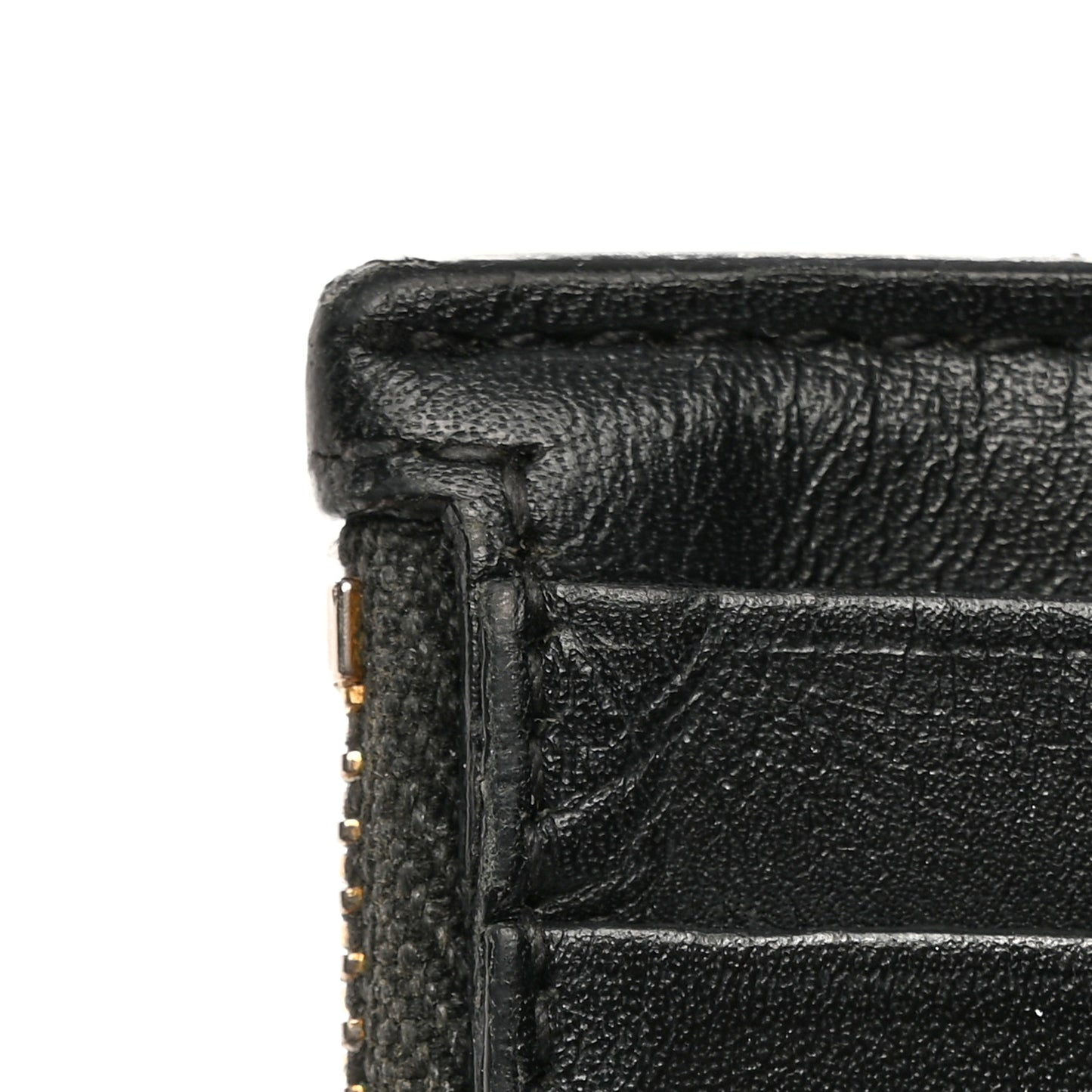 Calfskin 5 Fragments Zip Pouch Card Holder Black