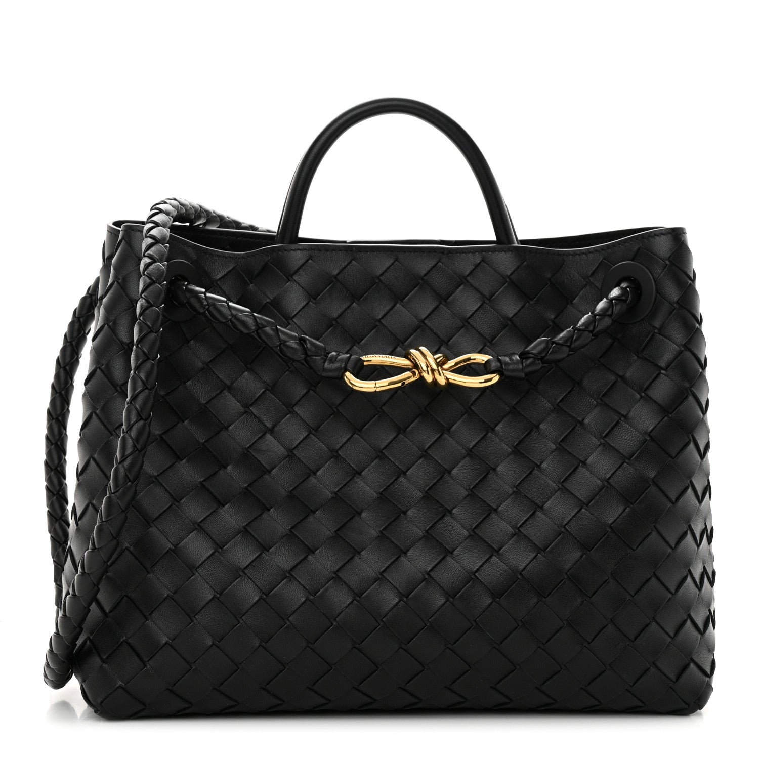 Bottega Veneta Nappa Intrecciato Medium Andiamo Shoulder Bag Black 1 of 10