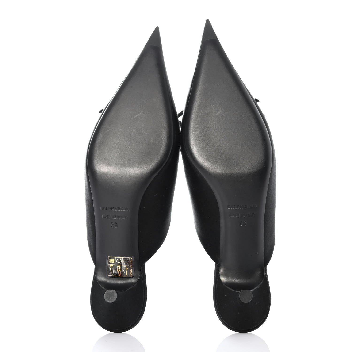 Balenciaga Satin Pointed Toe Knife 40mm Mules 38 Black 4 of 4