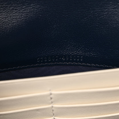 Gucci Vintage Effect Calfskin Matelasse Diagonal Torchon GG Marmont Chain Wallet Mystic White Blue Agata 7 of 12