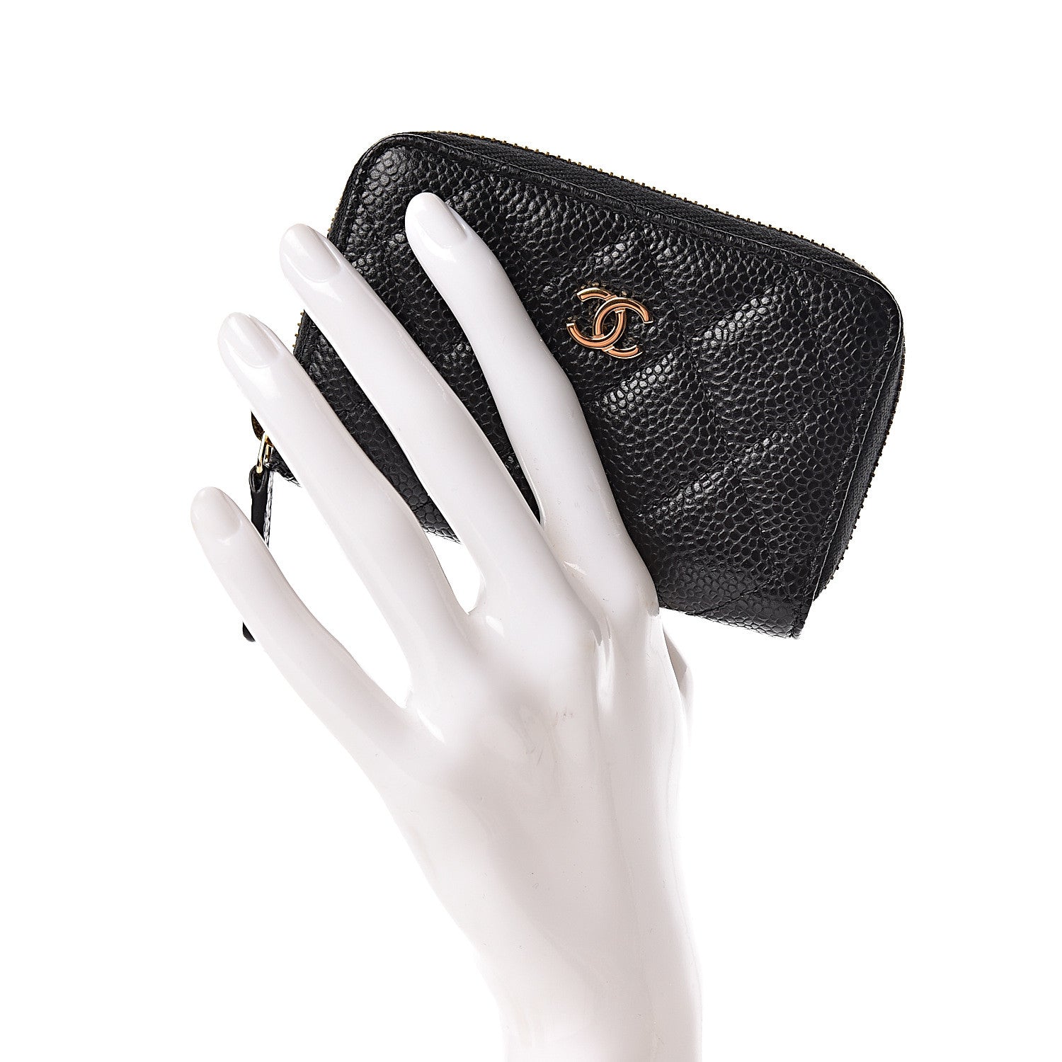 Chanel Caviar Quilted Zip Coin Purse Black 2 of 8