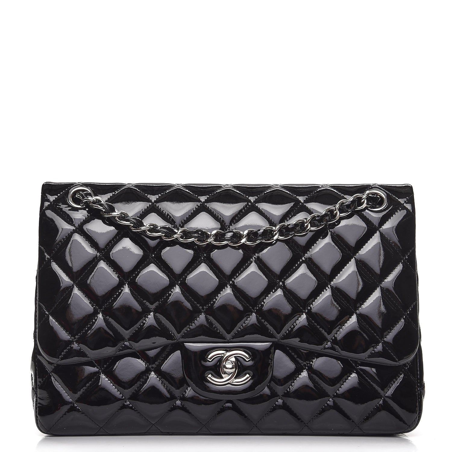 Chanel Patent Quilted Jumbo Double Flap Black 1 of 14