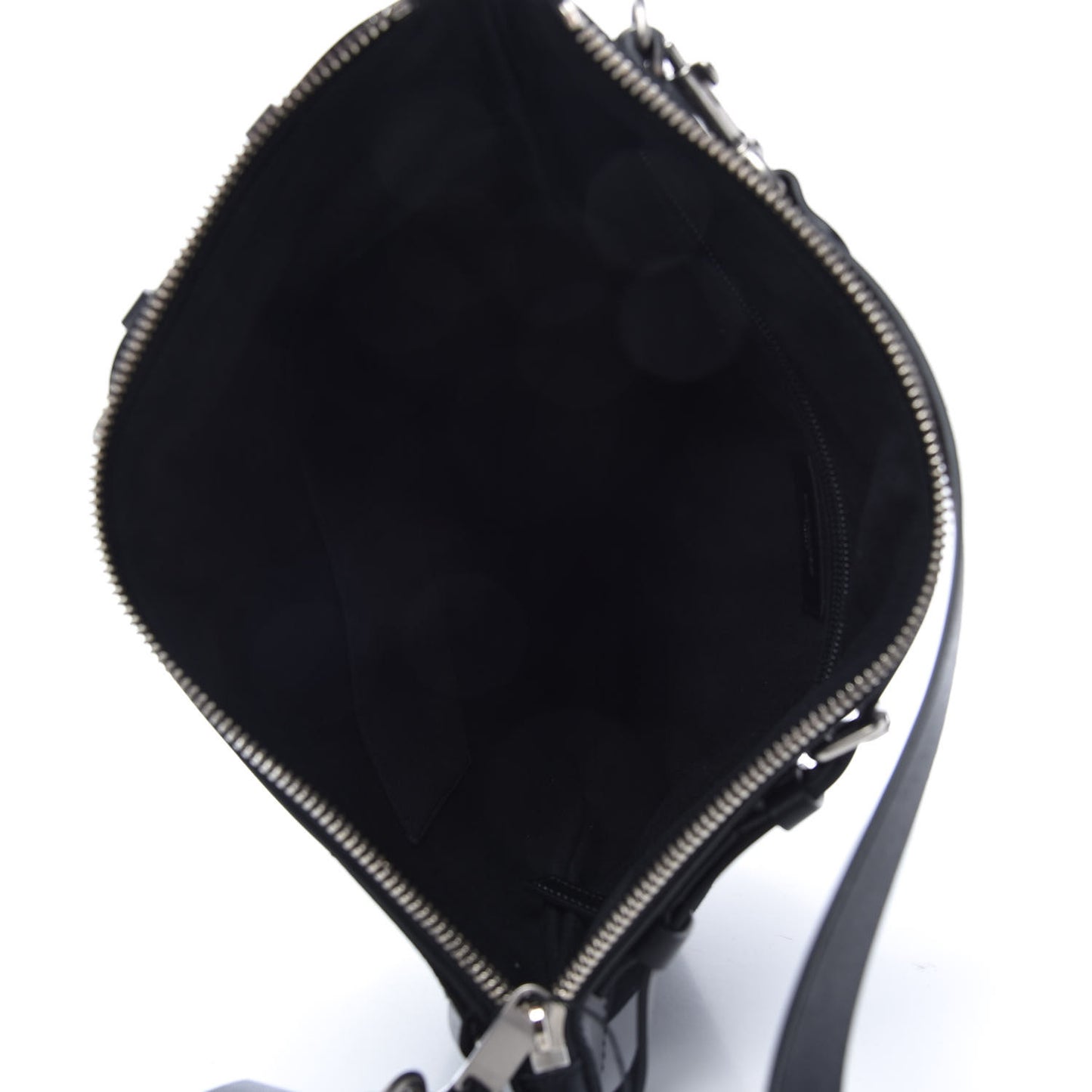 Canvas Calfskin Belted Flat Messenger Bag Black