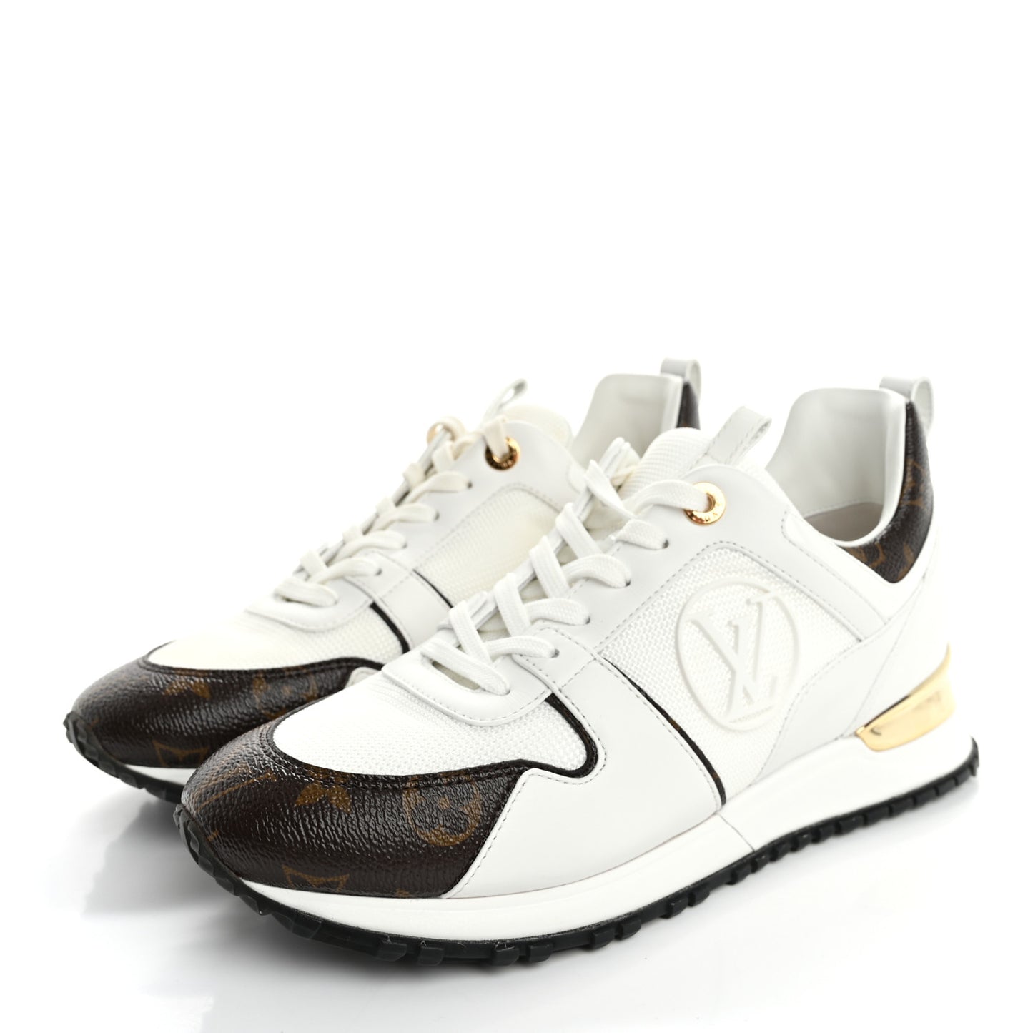 Calfskin Monogram Run Away Sneakers 38.5 White