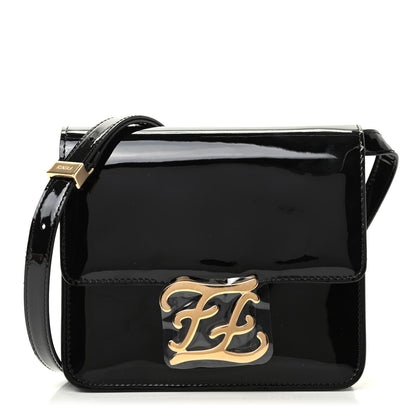 Fendi Vitello Vernice Mou Karligraphy Crossbody Bag Black 1 of 9