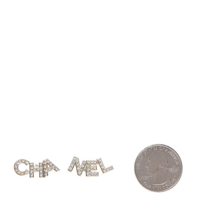 Chanel Crystal Pearl Signature Stud Earrings Gold 2 of 5