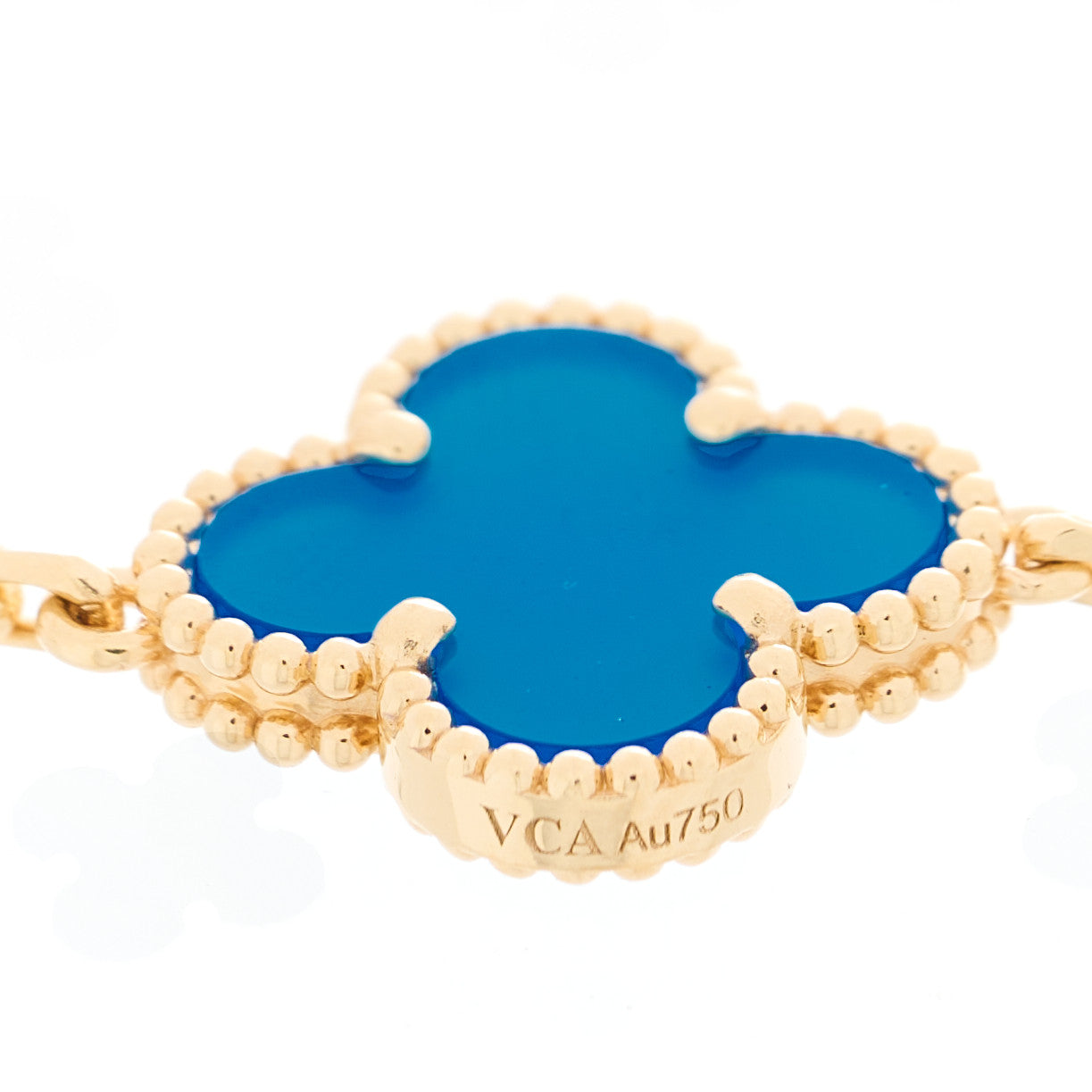 Van Cleef & Arpels 18K Yellow Gold Blue Agate 5 Motifs Vintage Alhambra Bracelet 3 of 5