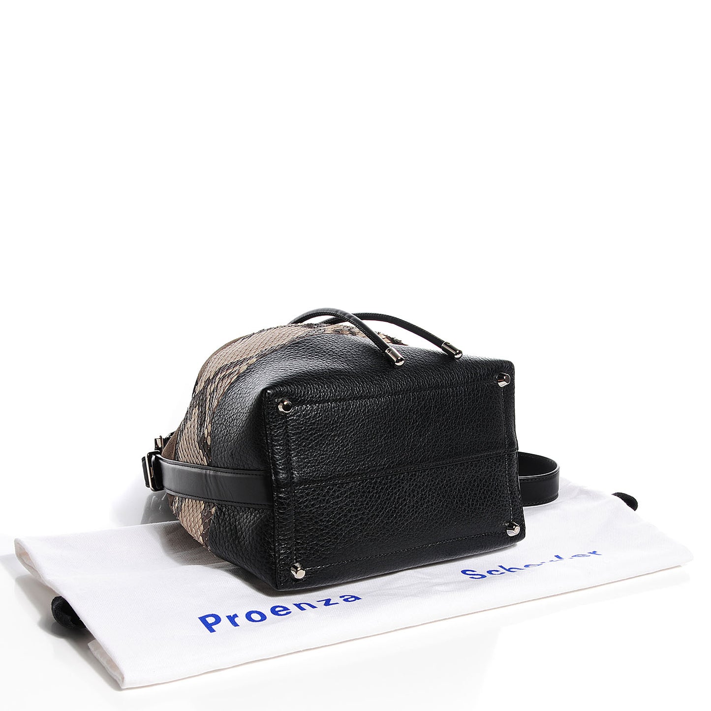 Suede Watersnake Medium Bucket Bag Black Pepe Roccia