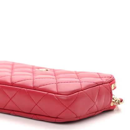 Chanel Lambskin Quilted Small Clutch With Chain Dark Pink 11 of 12