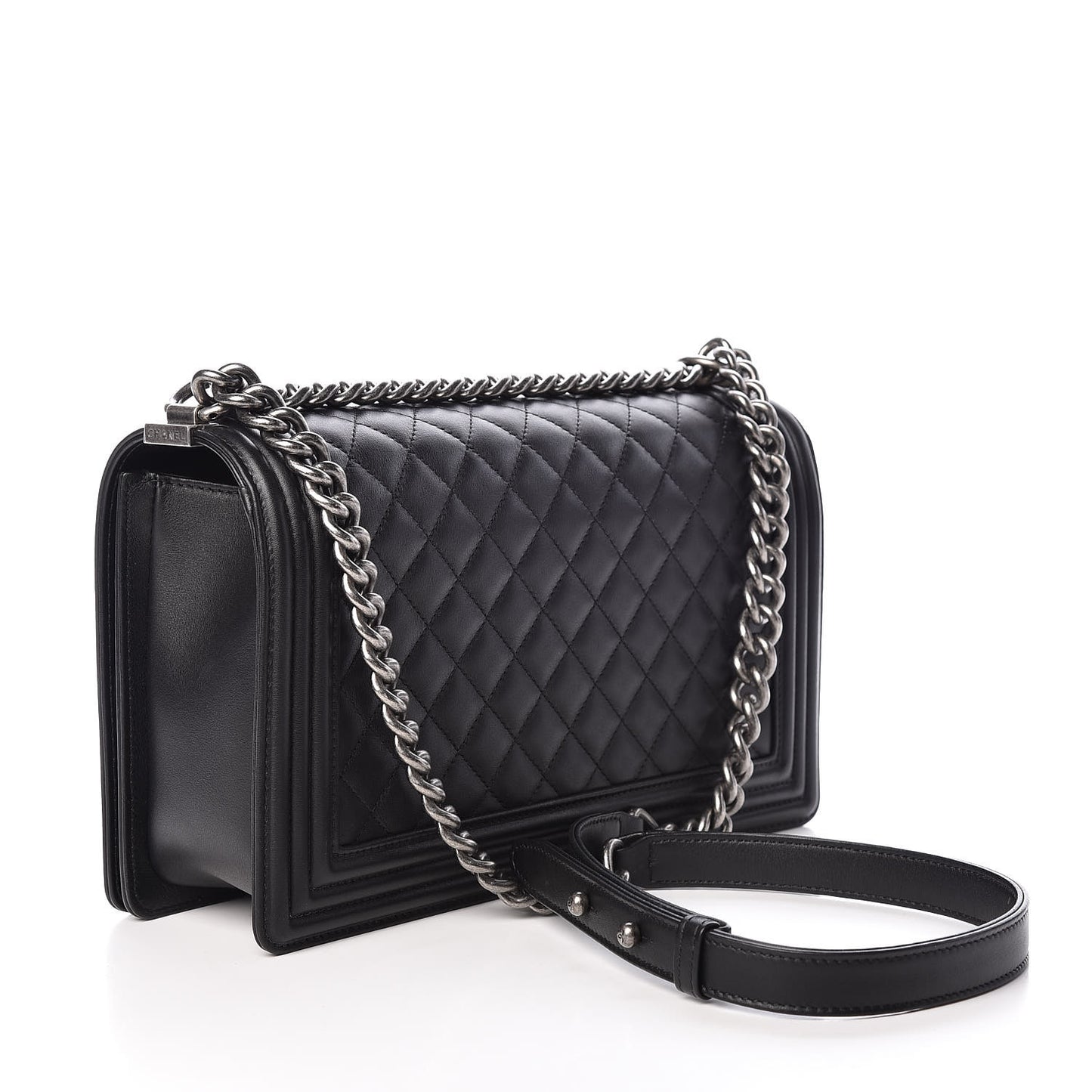 Calfskin Quilted New Medium Boy Flap Black