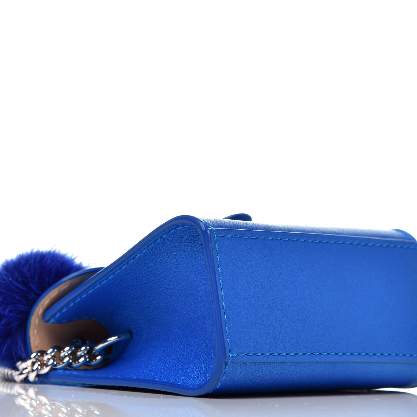 Metallic Grained Calfskin Ribbon Brillant Bag Charm Satin Electric