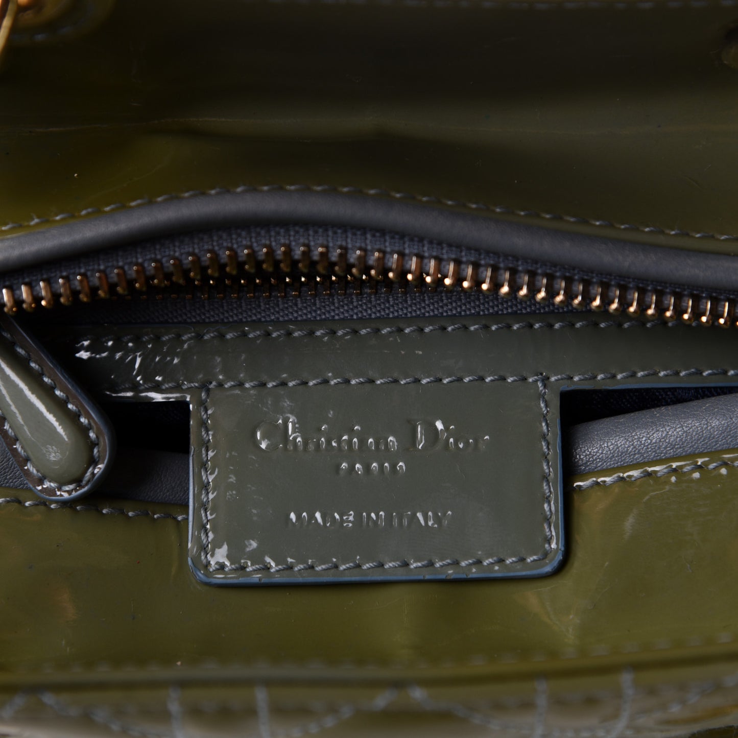 Patent Cannage Medium Lady Dior Light Blue