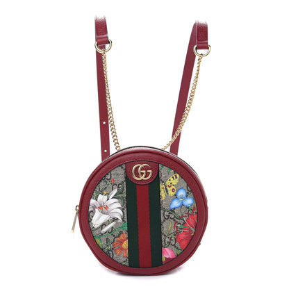 Gucci GG Supreme Monogram Web Flora Mini Ophidia Round Backpack Red 1 of 9