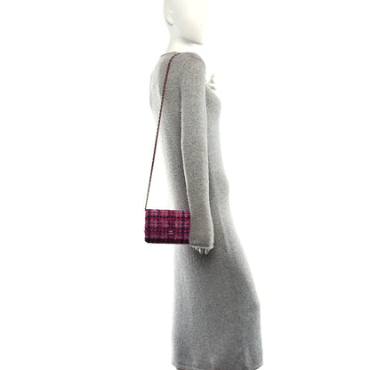 Chanel Tweed Quilted Wallet On Chain WOC Fuchsia Purple 2 of 11