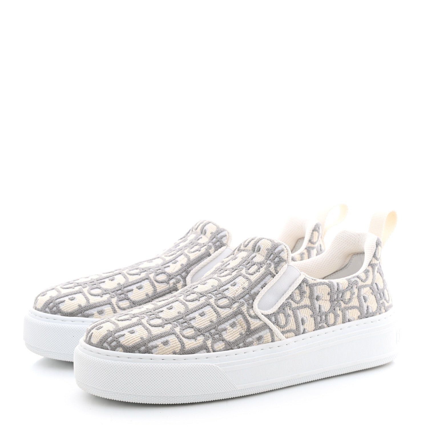 Christian Dior Canvas Oblique Embroidered Womens Solar Slip On Sneakers 37 Grey Stone 3 of 9