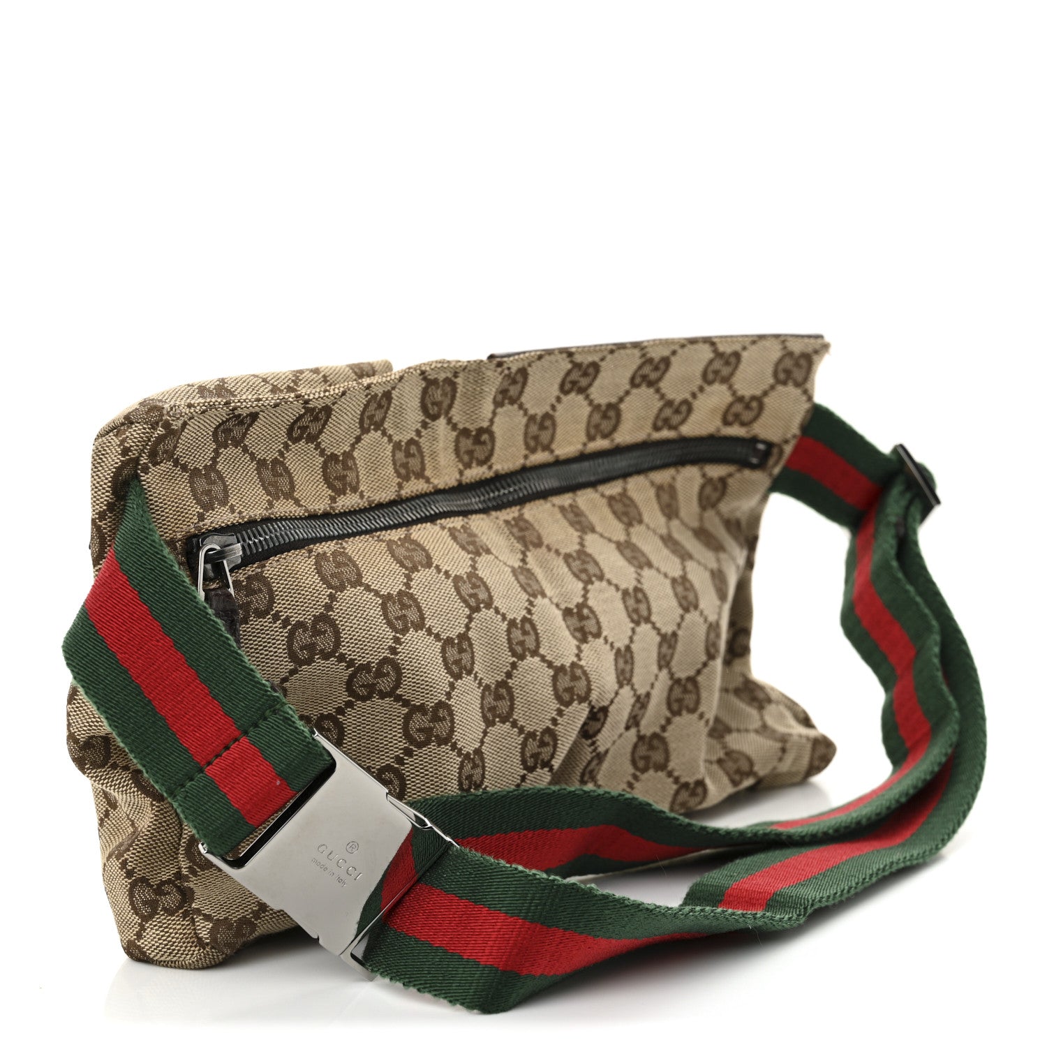 Gucci GG Monogram Web Double Pocket Belt Bag Dark Brown 3 of 9