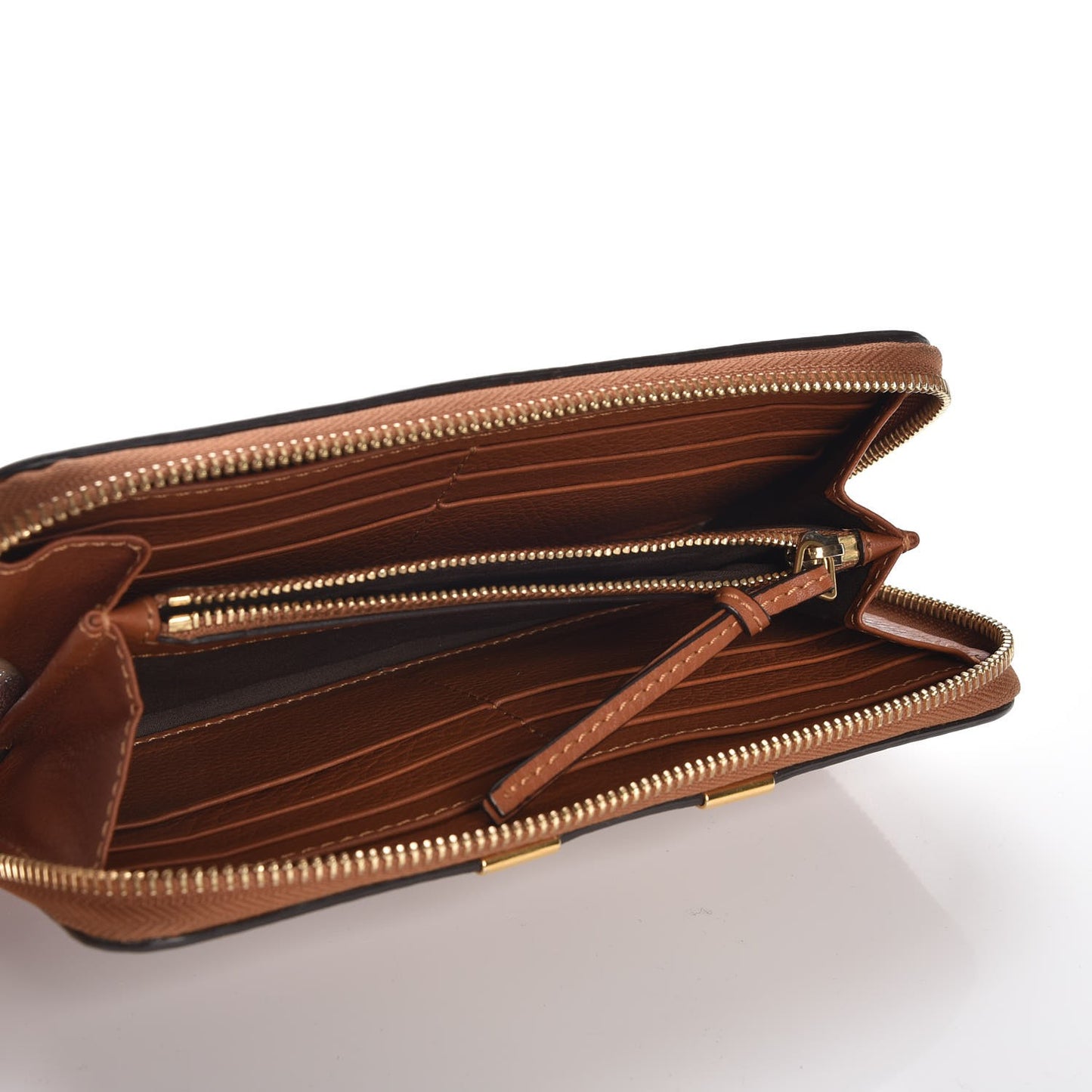 Grained Calfskin Marcie Long Zip Around Wallet Tan