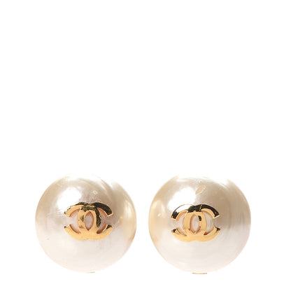 Chanel Pearl CC Clip On Earrings Gold 1 of 5