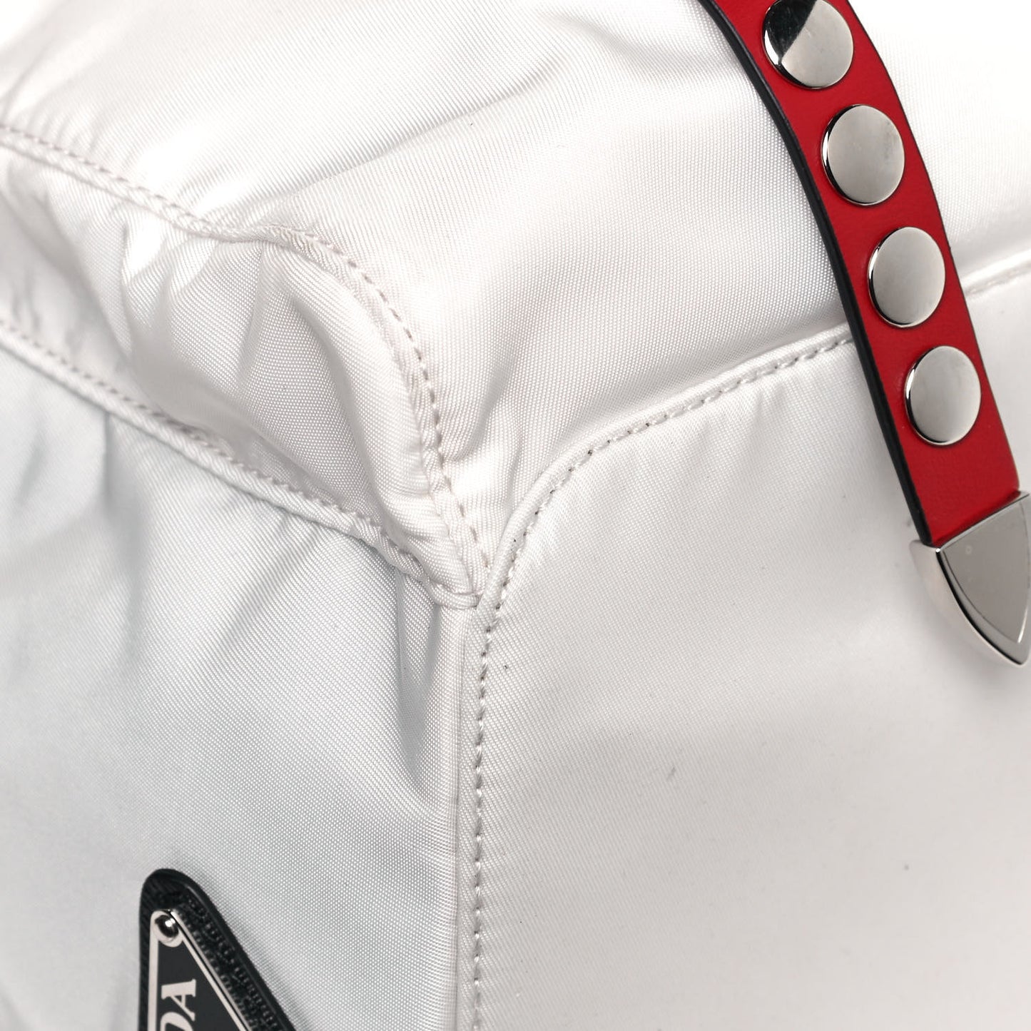 Nylon New Vela Studded Backpack White Fuoco