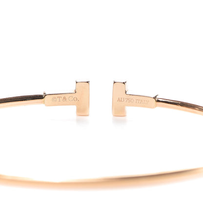 Tiffany 18K Rose Gold Narrow T Wire Bracelet 4 of 5