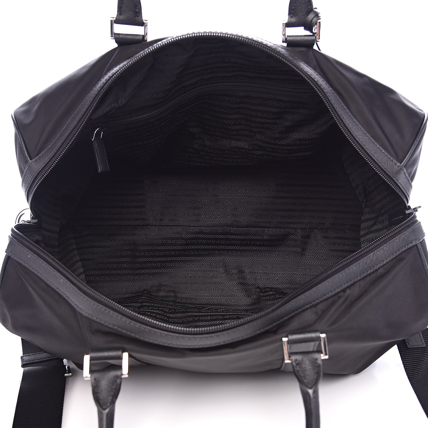 Prada Tessuto Nylon Saffiano Viaggio Duffle Black 5 of 13