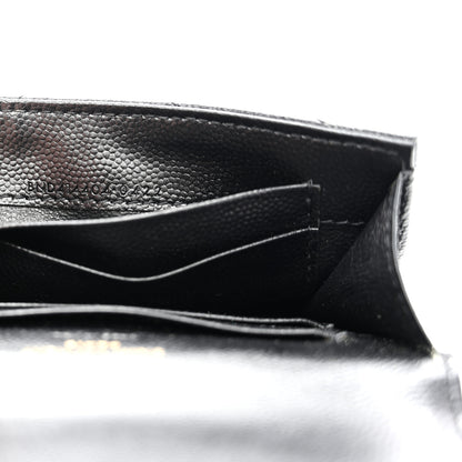 Saint Laurent Grain De Poudre Matelasse Chevron Small Monogram Envelope Wallet Black 7 of 8