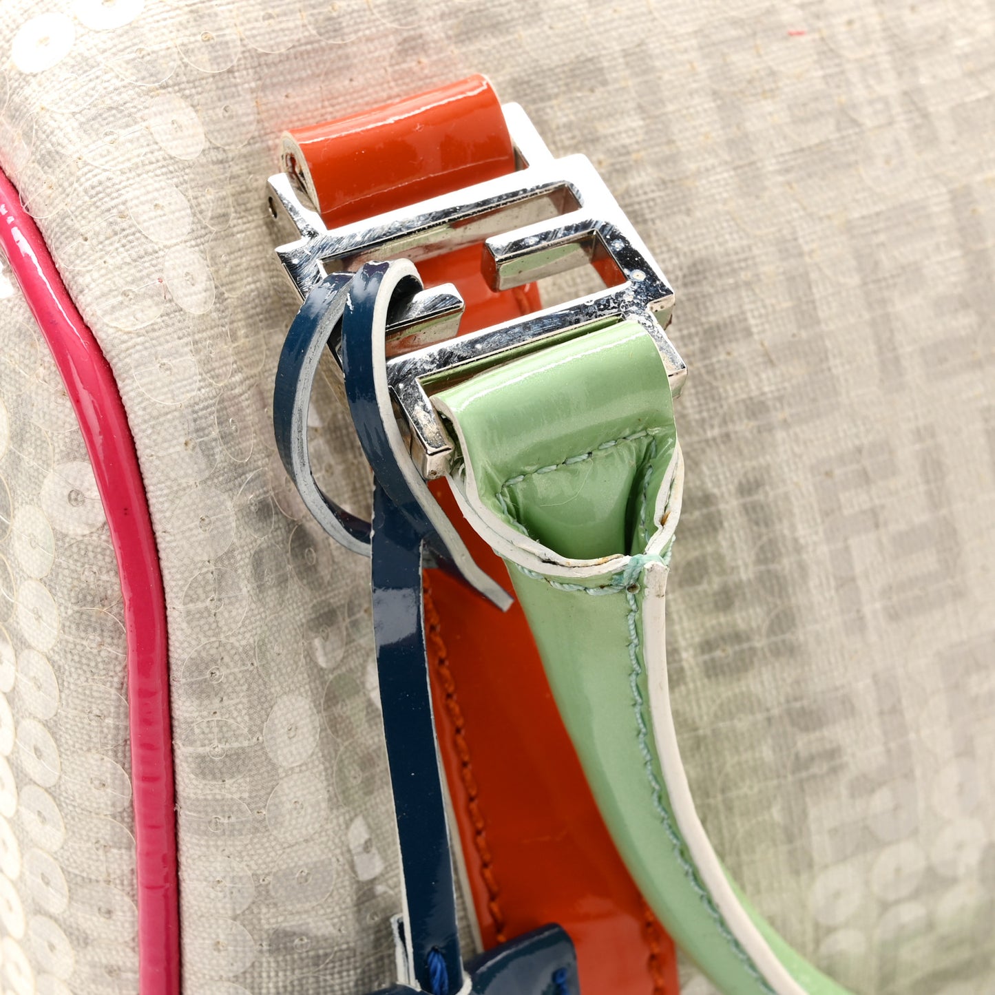 Sequin Patent Calfskin Zucchino Mini Forever Boston White Multicolor