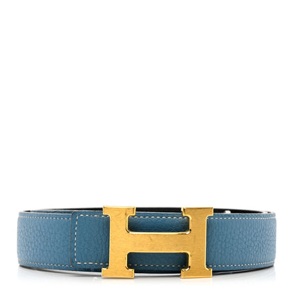 Hermes Box Togo 32mm H Belt 95 Black Blue Jean 2 of 11
