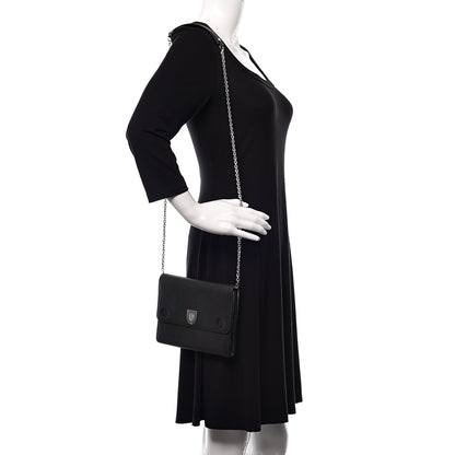Christian Dior Grained Calfskin Diorever Wallet On Chain Black 2 of 9