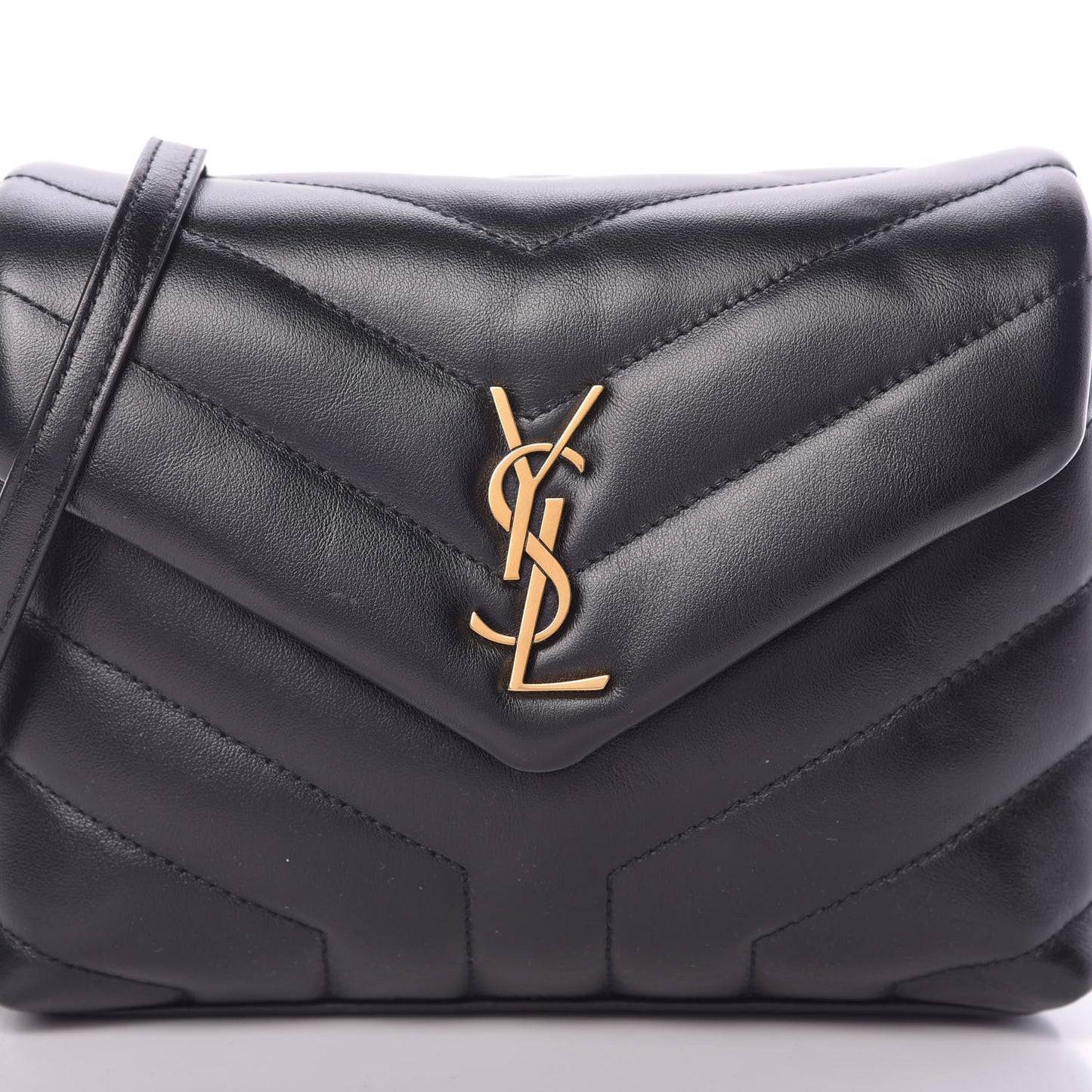 Calfskin Y Quilted Monogram Toy Loulou Crossbody Bag Black