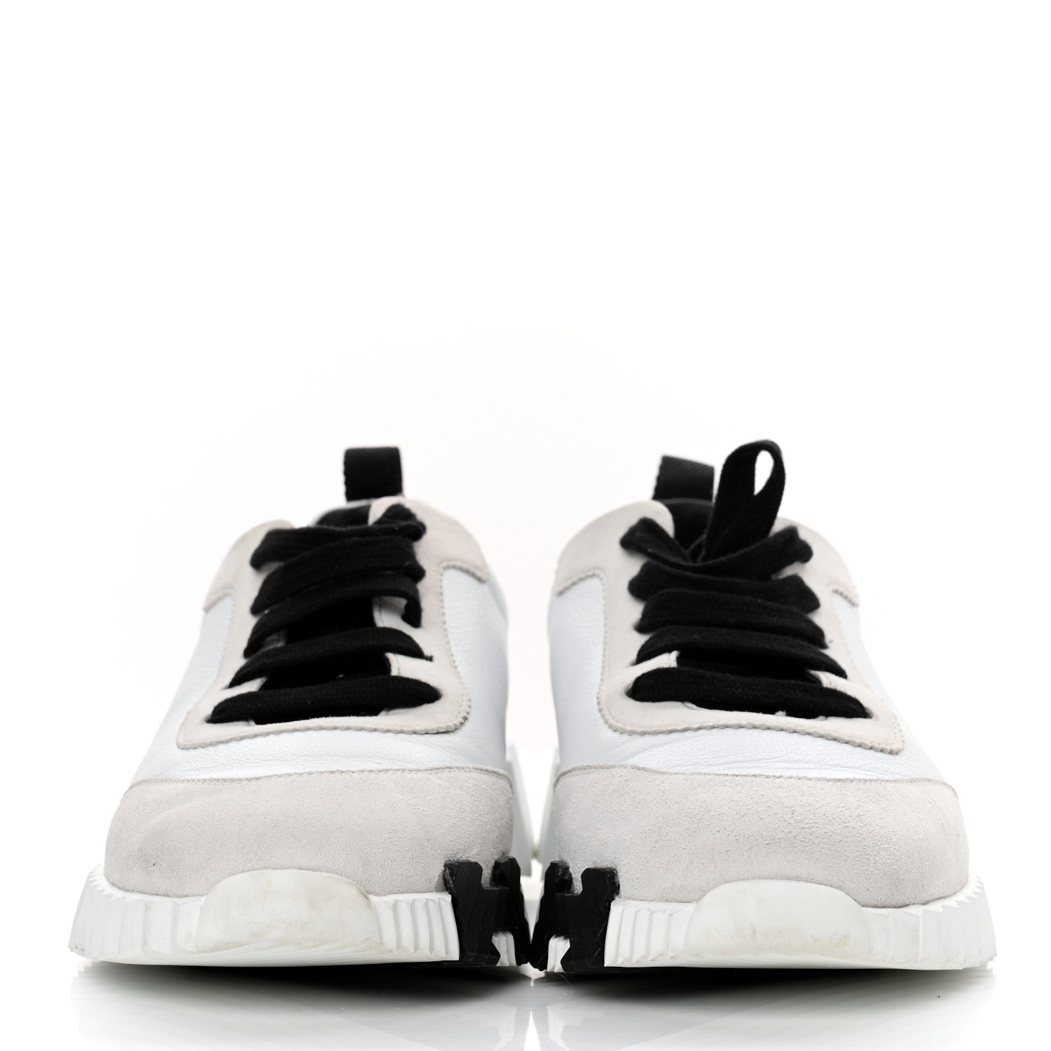Hermes Goatskin Suede Goatskin Bouncing Sneakers 37 White Black 2 of 7