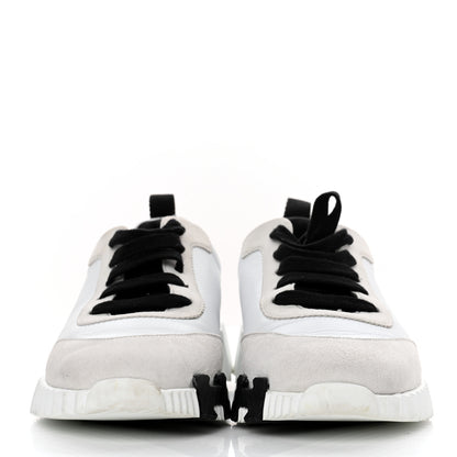 Hermes Goatskin Suede Goatskin Bouncing Sneakers 37 White Black 2 of 7