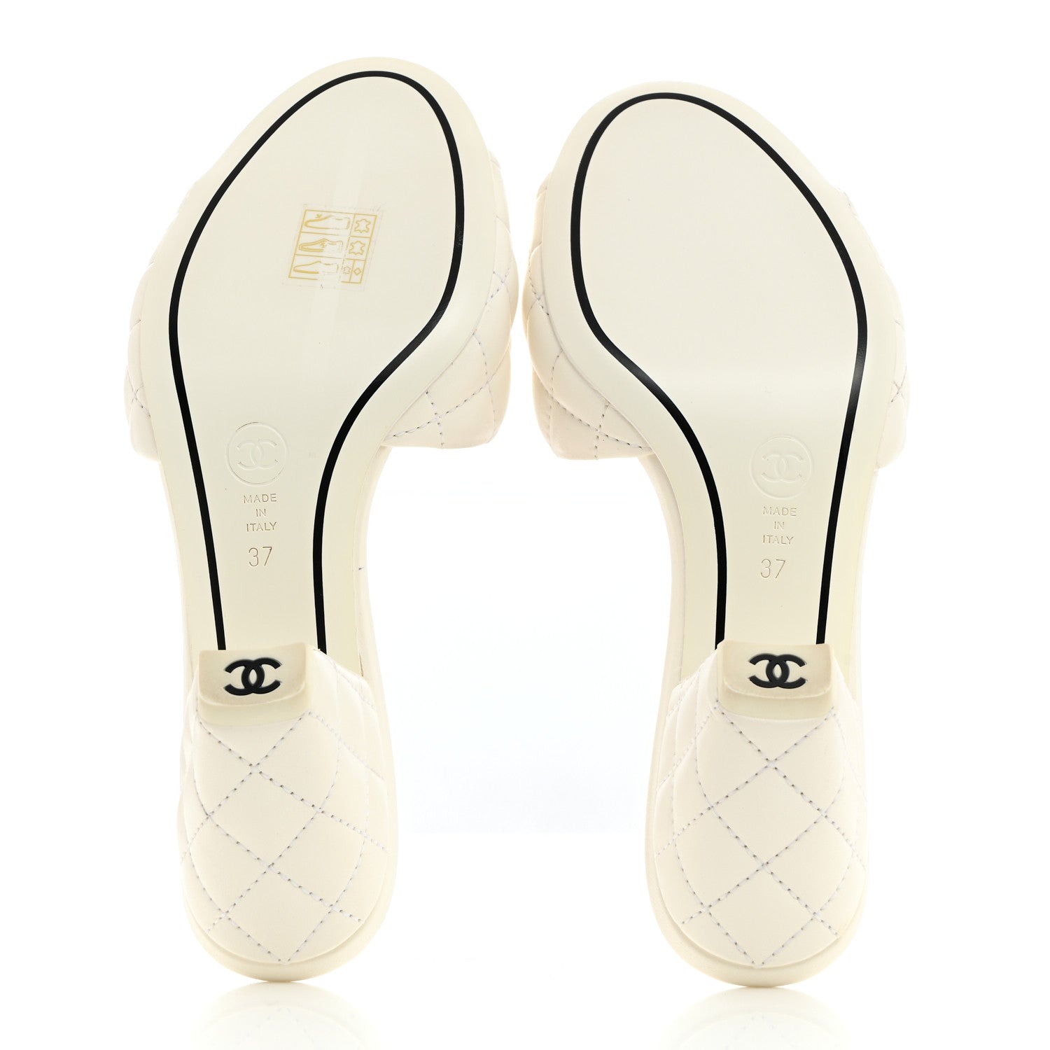 Chanel Lambskin Quilted Textured CC Mules 37 White 5 of 9